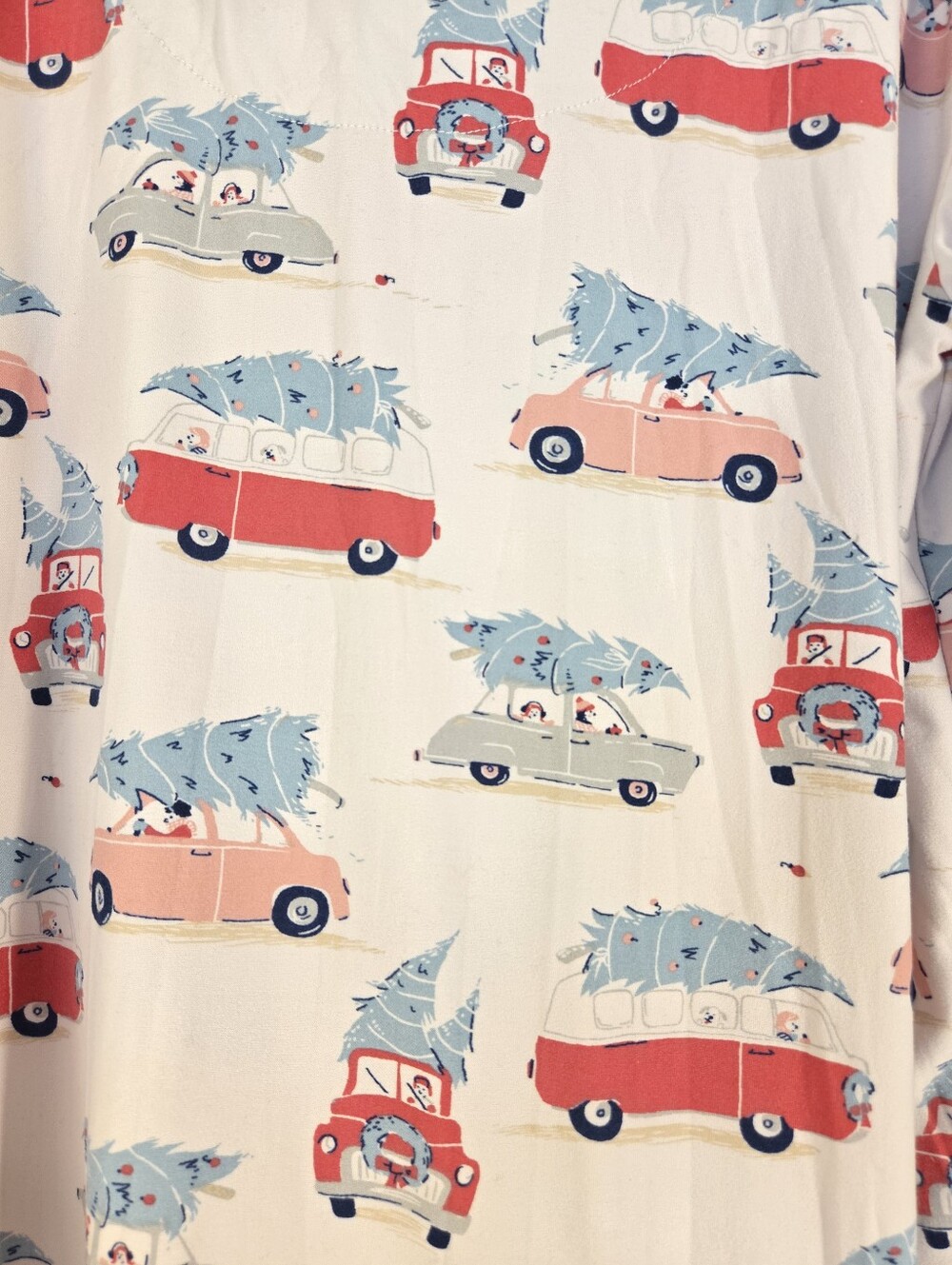 Munki Munki Pajama set Size large Cars Hauling Christmas Trees ~ missing button